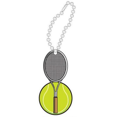 Tennis Ball & Racket Promotional Key Chain w/ Black Back (6 Square Inch)