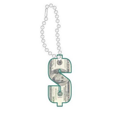 Dollar Sign $100 Bill Promotional Key Chain w/ Black Back (2 Square Inch)