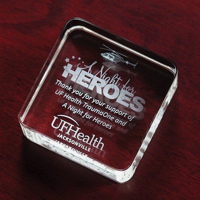 Square Crystal Paperweight Award (2 3/8"x2 3/8"x1")