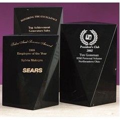 8" Black Genuine Marble Square Pillar Award