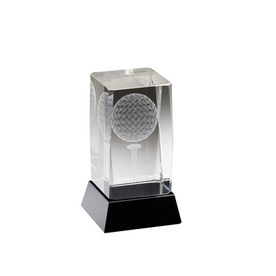 Small Crystal Award w/ Lasered Golf Image