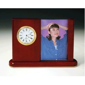 Rosewood Photo Frame w/Clock