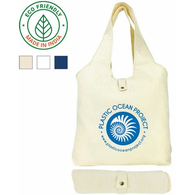 Fold & Snap Tote Bag Eco Friendly Canvas Natural