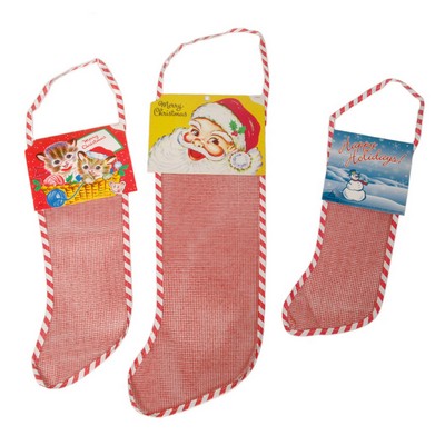 Empty Red Mesh Christmas Stocking 24"