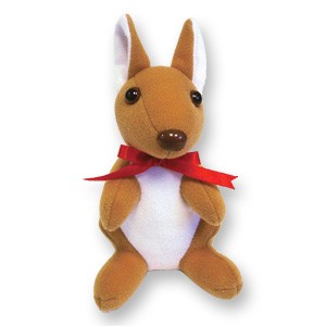 Custom Plush Kangaroo w/ Ribbon & White Ears