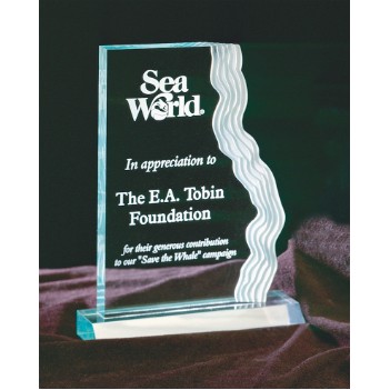 Jade Edge Acrylic Award w/ Frosted White Waterfall - 5"x7"