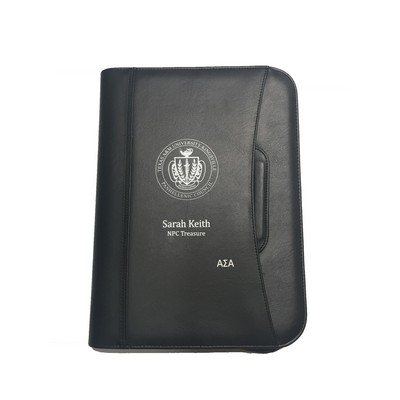 1" 3 Ring Padfolio w/ Retractable Handles and Zipper Closure