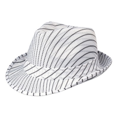 White Pinstripe Fedora