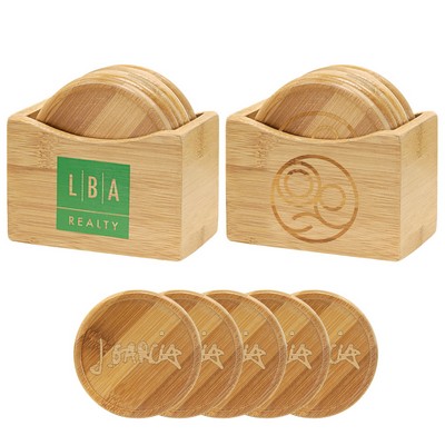 5 Piece Bamboo Coaster Set w/Coaster Stand