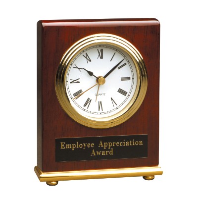 Rosewood Piano Finish Desk Clock (Battery Included) - 4"x5"