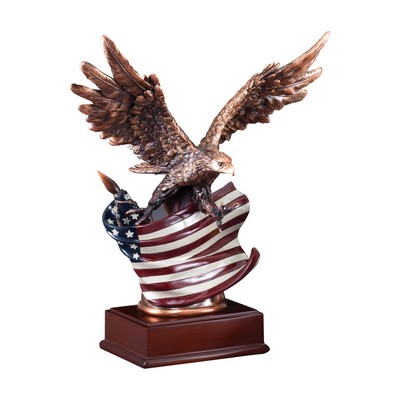 Eagle with Waving Flag Award 12" HEIGHT 10" WING SPAN