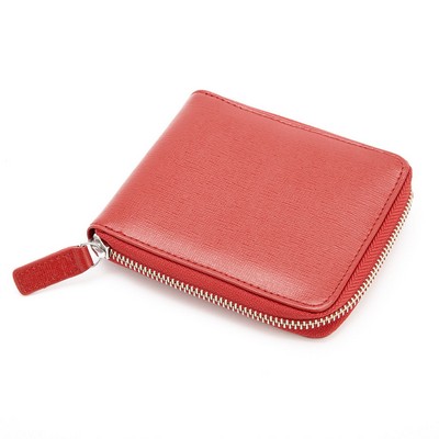 RFID Blocking Zippered Credit Card Wallet in Saffiano Leather