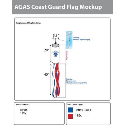 Coast Guard Windsocks 60x5.5 Inch