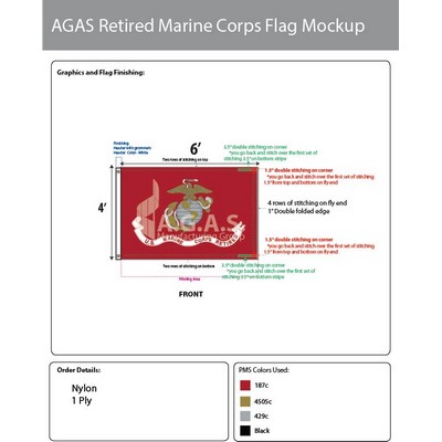 Marine Corps Retired Flags 4x6 foot