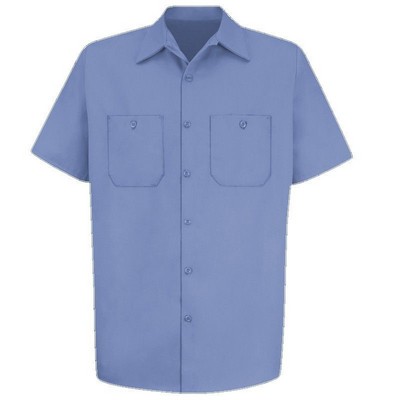 Red Kap™ Men's Short Sleeve Wrinkle Resistant Cotton Work Shirt - Light Blue