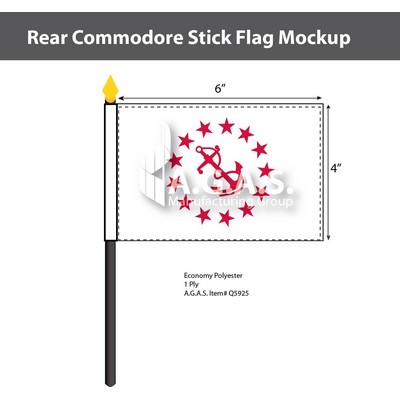 Rear Commodore Stick Flags 4x6 inch