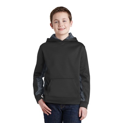 Sport-Tek® Youth Sport-Wick® CamoHex Fleece Colorblock Hooded Pullover