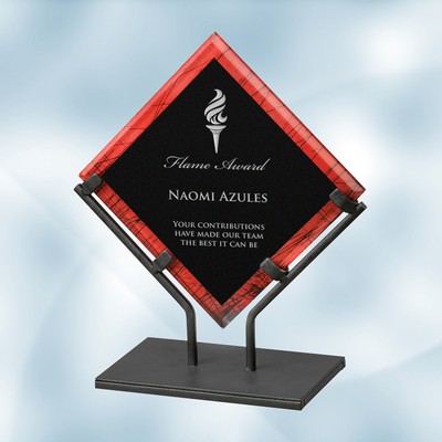 Red Galaxy Acrylic Plaque Award w/ Iron Stand (Small)