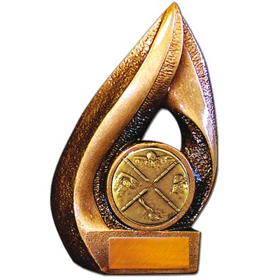 Stock Flame 7" Trophy with 2" Swimming Male Coin, Engraving Plate