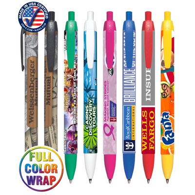 Union Printed - USA Made - Wide Body Colored Trim Click Pen with Full Color Wrap Print