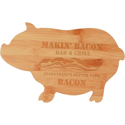 Bamboo Pig Shape Cutting Board, 13 3/4" x 8 3/4"