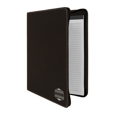 9½" x 12" Leatherette Black/Silver Portfolio with Zipper