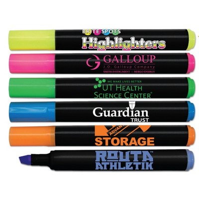 Liqui-Mark® Brite Spots® Black Barrel Highlighter w/Broad Chisel Tip (Full-Color Decal)