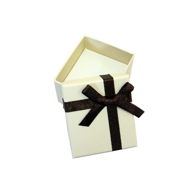 Chocolate Beige Cardboard Ring Box w/Bow