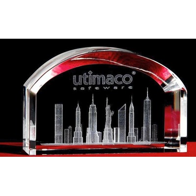 3-D Crystal New York Skyline in Arch Award (4")