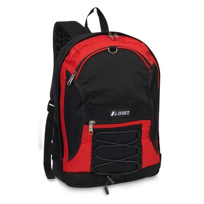 Everest Two-Tone Backpack with Mesh Pockets, Red/Black