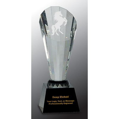 10" Clear Crystal Faceted Rising Spire Award on Black Base