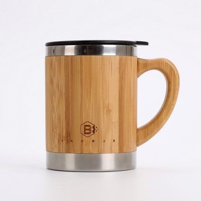 14 Oz. Stainless steel Bamboo Coffee Mug