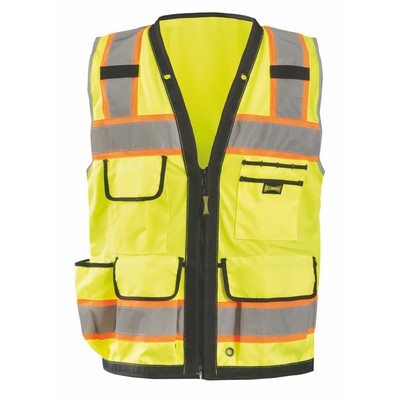 Class 2 Heavy Duty Two Tone Multipocket Surveyor Vest w/Zipper