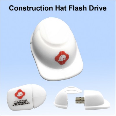 Construction Hat Flash Drive - 16 GB - White