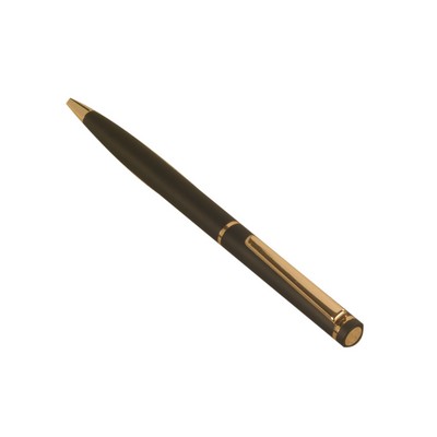 Charcoal Gray Twist & Write Ball Point Pen with Gold Accents