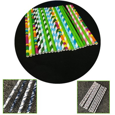 Custom Biodegradable Imprint Paper Drinking Straw Diameter 6MM