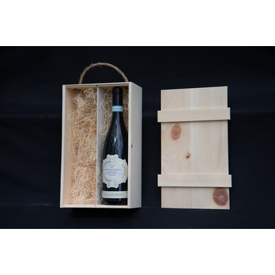 Wooden Double Wine Box with Inset Lid with divider - 13" x 7.125" x 3.5" ID - Birch Wooden Wi