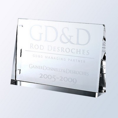 Horizontal Rectangle Plaque Optic Crystal Award - Small