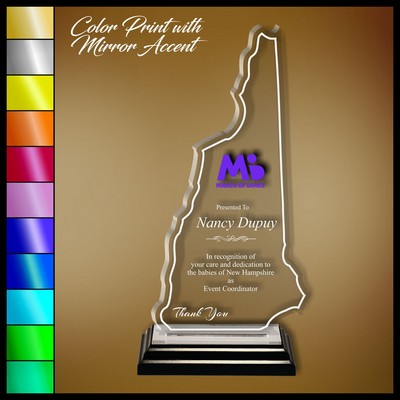 9" New Hampshire Clear Acrylic Award with Color Print and Mirror Accent