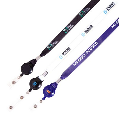 5/8" Dye Sublimated Lanyard with Badge Reel Combo