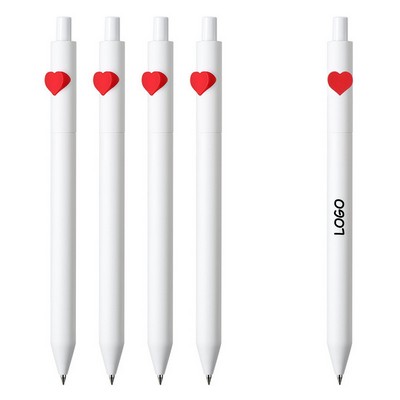 Elegant White Click Pen w/Red Heart