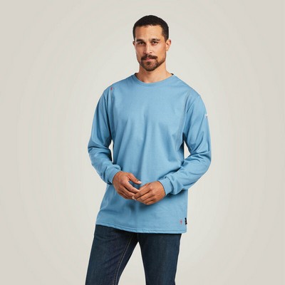 Ariat® FR AC Crew Men's Long Sleeve Steel Blue T-Shirt