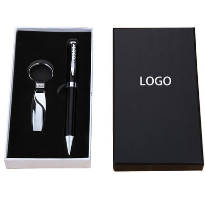 2-Piece Gift Set Metal Ball Pen and Key Chain