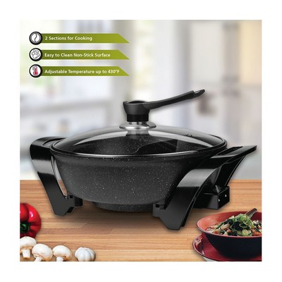 Black Electric Shabu Shabu Pot w/Divider