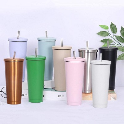 17oz Reusable Vacuum Insulated Tumbler Water Cup Double Wall Travel Tumbler With Straws