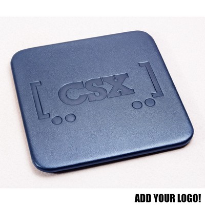 4" Navy Blue Leatherette Square Coaster