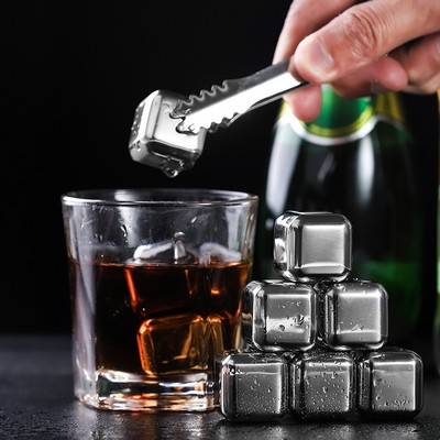 4 Piece Reusable Stainless Steel Ice Cubes for Whiskey