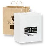 Short Run Imprinted Natural Kraft Carry Out Bag (13"x7"x12¾")