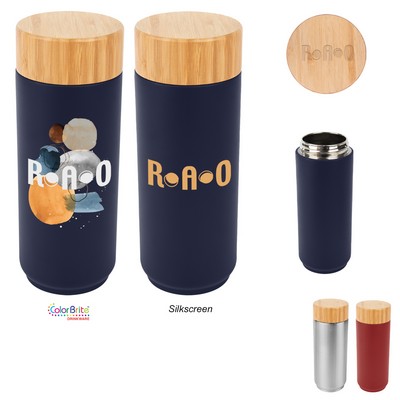 16 Oz. Stainless Steel Lexington Bottle With Bamboo Lid