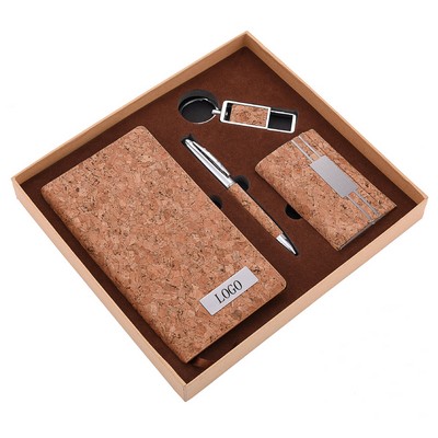 Cork Notebook Set With Pen/Key Holder/Card Case